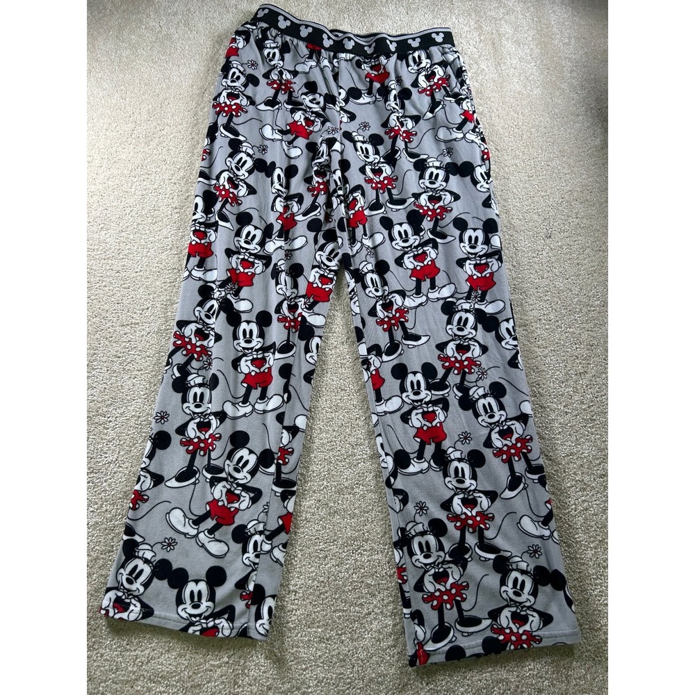Disney Mickey Mouse Women's Sleepwear Pants Medium Gray Red‎ Polyester